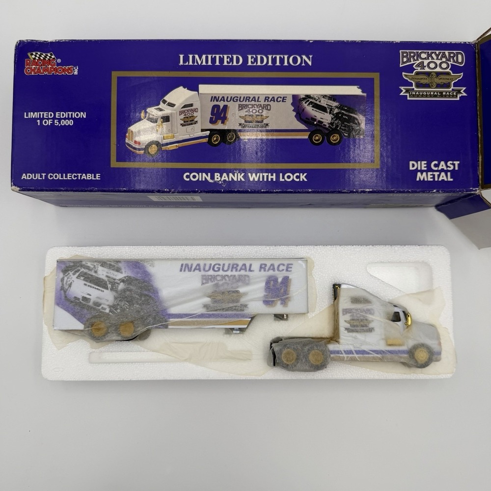 Vintage Racing Champions Brickyard 400 inaugural race 1994 die-cast bank semi